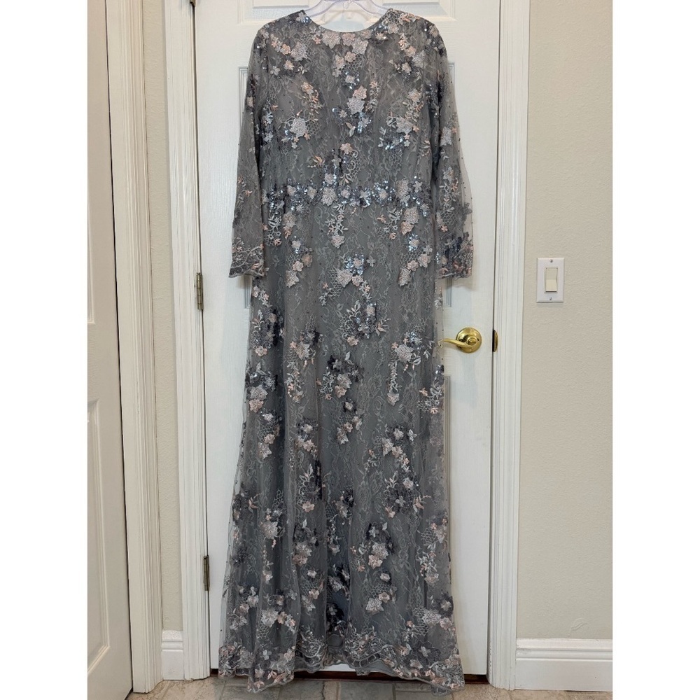 Mac Duggal 67923 Embellished Illusion Long Sleeve A Line Gown Size 16W NWT - Picture 4 of 12